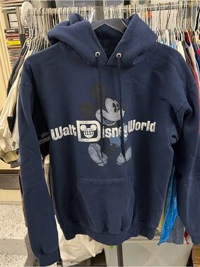 Walt Disney World x Hanes Cotton Blend Hoodie Sweatshirt Blue • M
